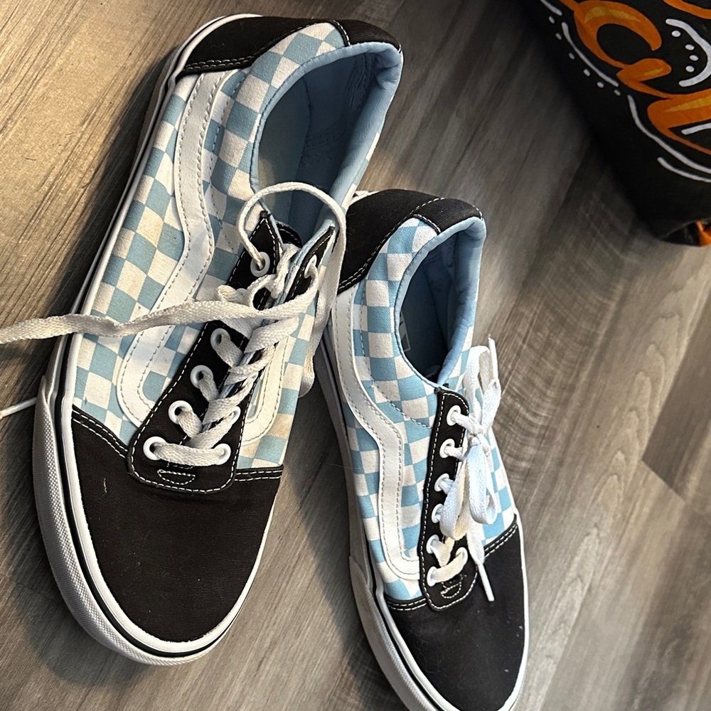 Checkered Blue and Black Sneakers